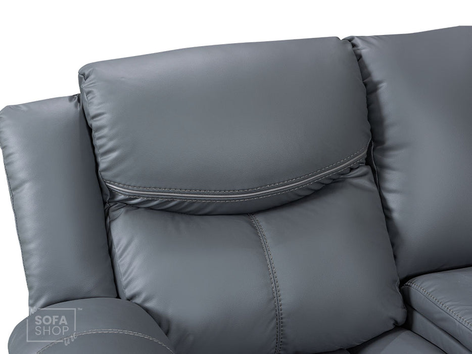 2 Seater Electric Recliner Sofa in Grey Leather with Console, Storage, Cup Holders & Wireless Charger - Highgate