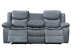 3 Seater Electric Recliner Sofa in Grey Leather with USB Port, Drop-Down Table & Cup Holders - Highgate