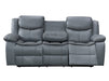 3 Seater Electric Recliner Sofa in Grey Leather with USB Port, Drop-Down Table & Cup Holders - Highgate