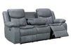 3 Seater Electric Recliner Sofa in Grey Leather with USB Port, Drop-Down Table & Cup Holders - Highgate