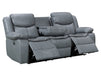 3 Seater Electric Recliner Sofa in Grey Leather with USB Port, Drop-Down Table & Cup Holders - Highgate