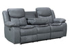 3 Seater Electric Recliner Sofa in Grey Leather with USB Port, Drop-Down Table & Cup Holders - Highgate