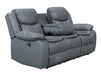 3+1 Electric Recliner Sofa Set inc. Chair in Grey Leather with Drop-Down Table & Cup Holders & Wireless Charger - 2 Piece Highgate Power Sofa Set