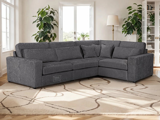 Right Hand Facing Corner Sofa in Mocha, White Or Grey Fabric - Kiana