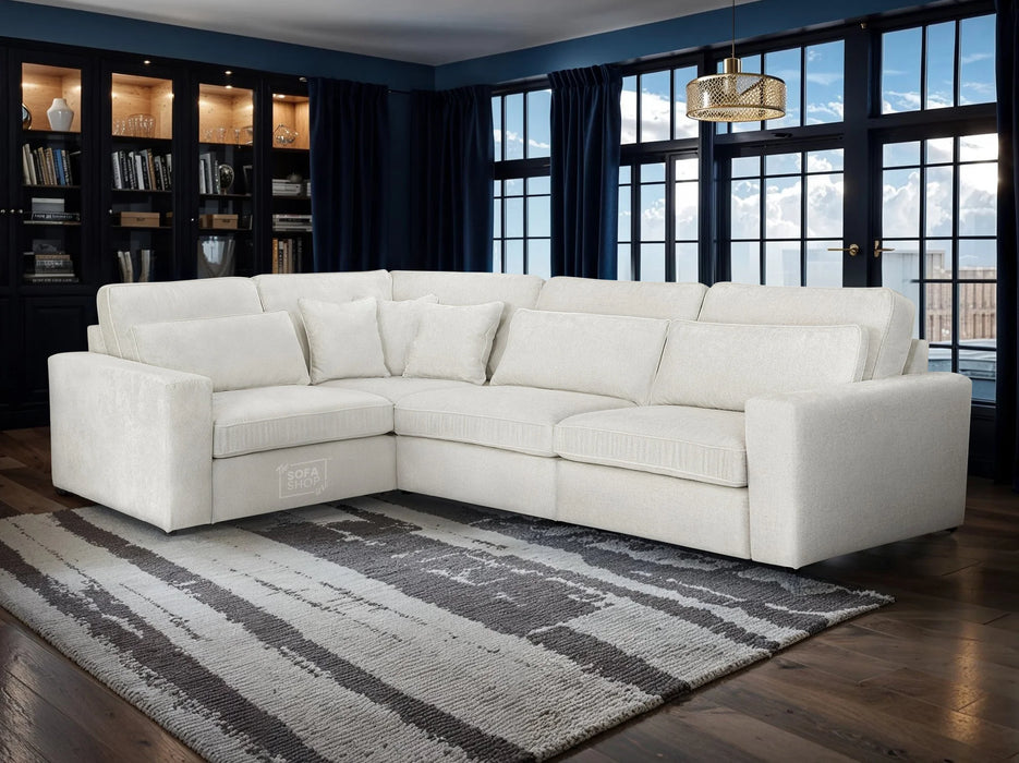 Left Hand Facing Corner Sofa in Grey, White Or Mocha Fabric -  Kiana