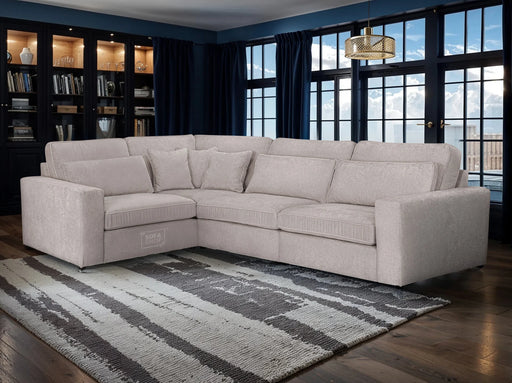 Left Hand Facing Corner Sofa in Grey, White Or Mocha Fabric -  Kiana