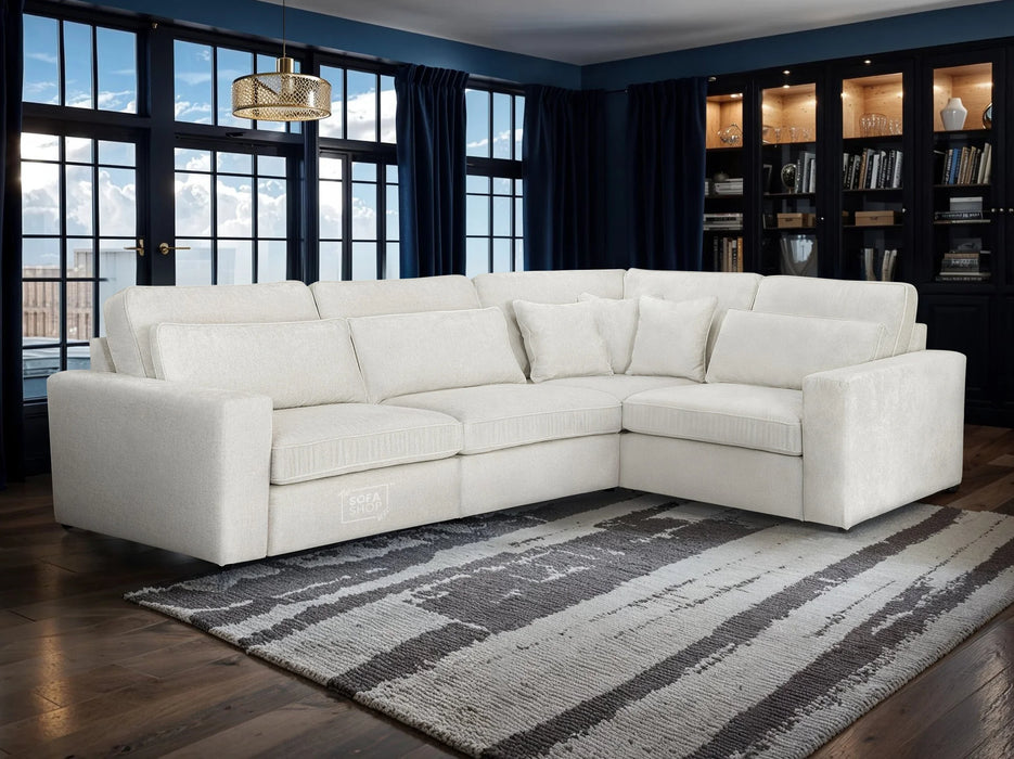 Right Hand Facing Corner Sofa in Mocha, White Or Grey Fabric - Kiana