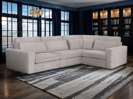 Right Hand Facing Corner Sofa in Mocha, White Or Grey Fabric - Kiana