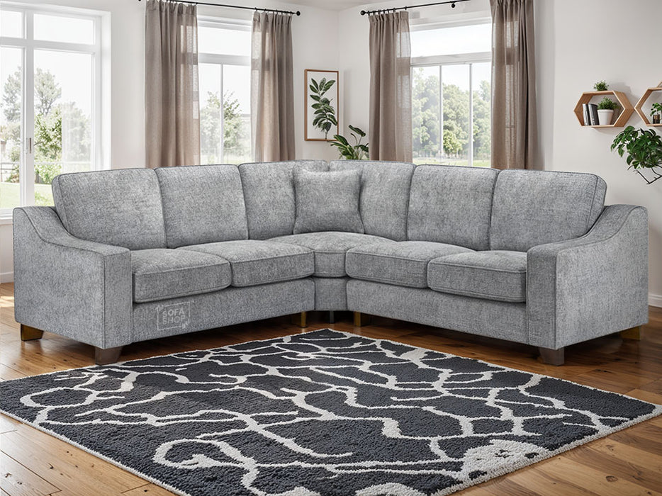 Large Corner Sofa In Beige Or Grey Fabric - Nebraska