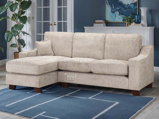 Left Hand Corner Sofa in Grey Or Beige Fabric - Nebraska