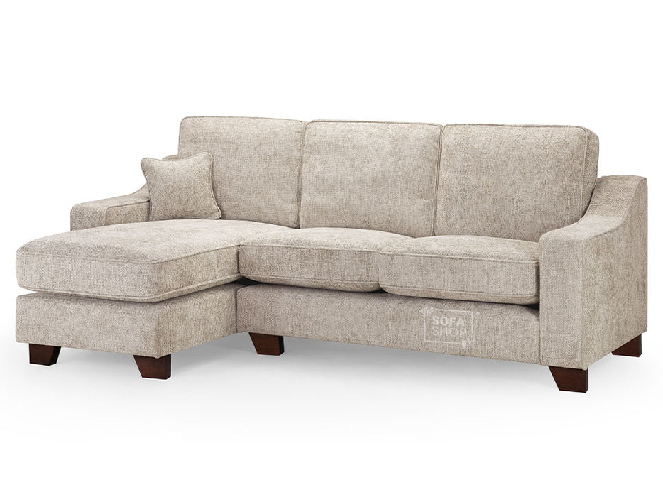 Left Hand Corner Sofa in Grey Or Beige Fabric - Nebraska