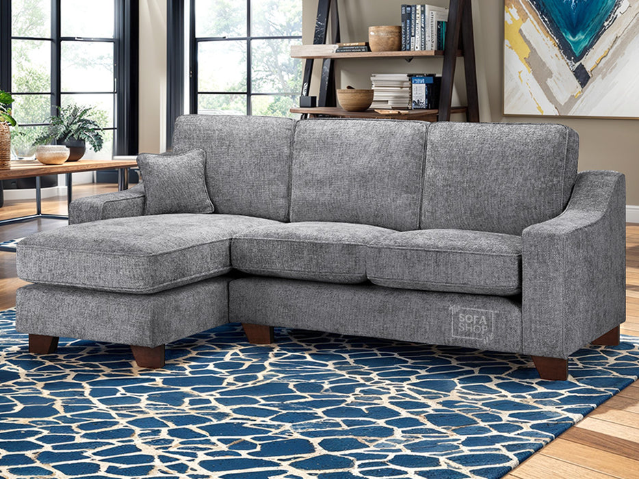 Left Hand Corner Sofa in Grey Or Beige Fabric - Nebraska