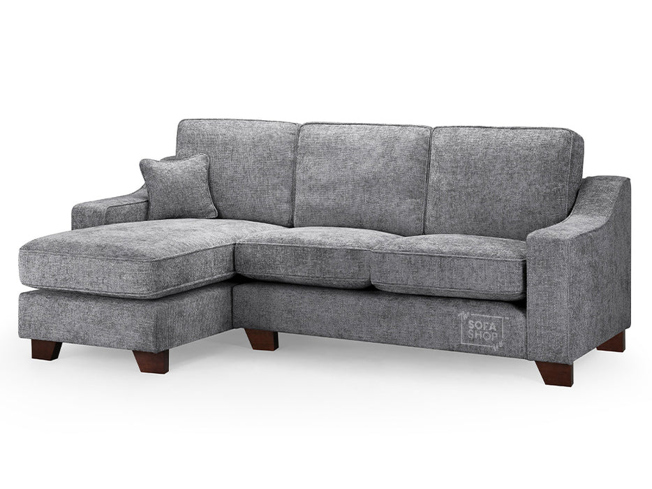 Left Hand Corner Sofa in Grey Or Beige Fabric - Nebraska