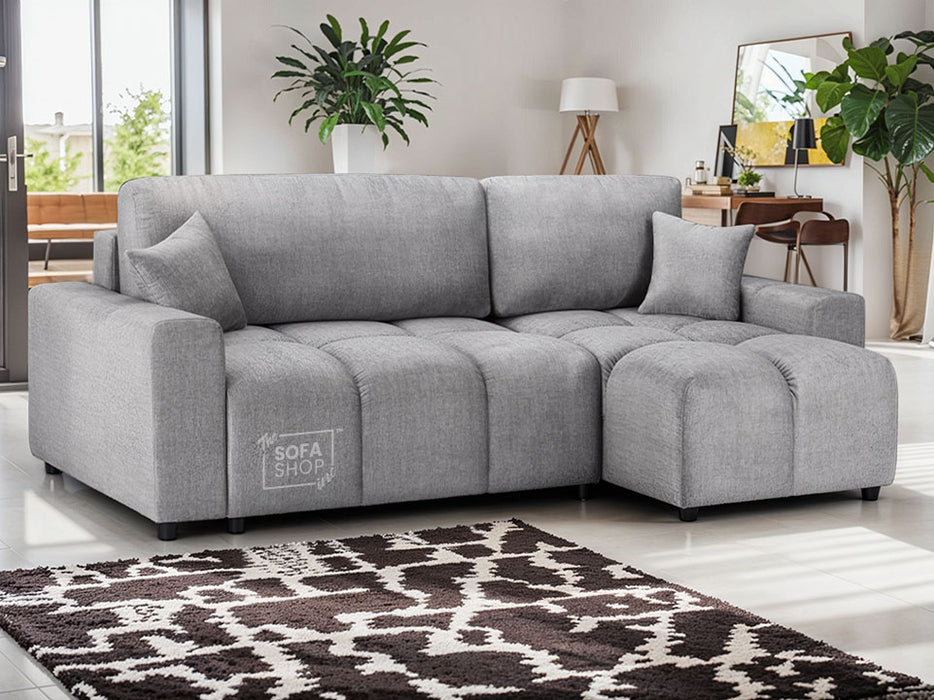 Corner Sofa Bed in Cream, Grey Or Mocha Fabric - Luki