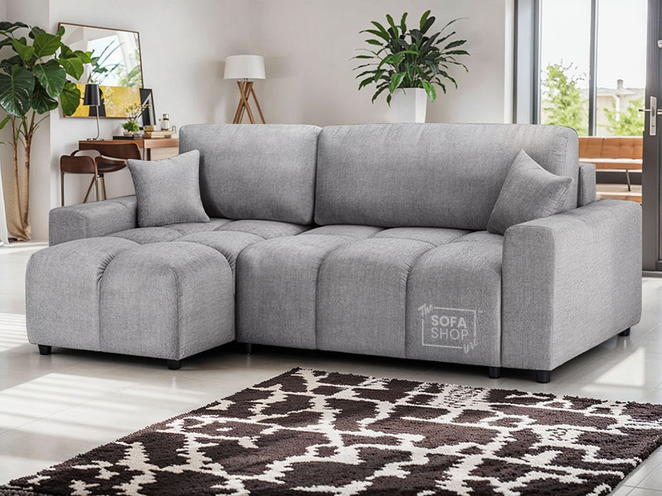 Corner Sofa Bed in Cream, Grey Or Mocha Fabric - Luki