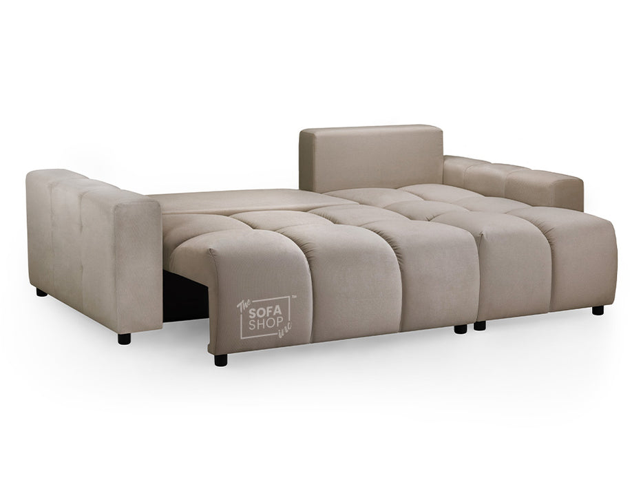 Corner Sofa Bed in Cream, Grey Or Mocha Fabric - Luki