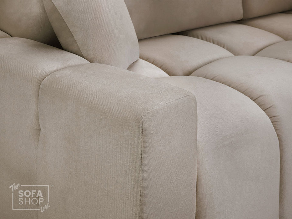 Corner Sofa Bed in Cream, Grey Or Mocha Fabric - Luki