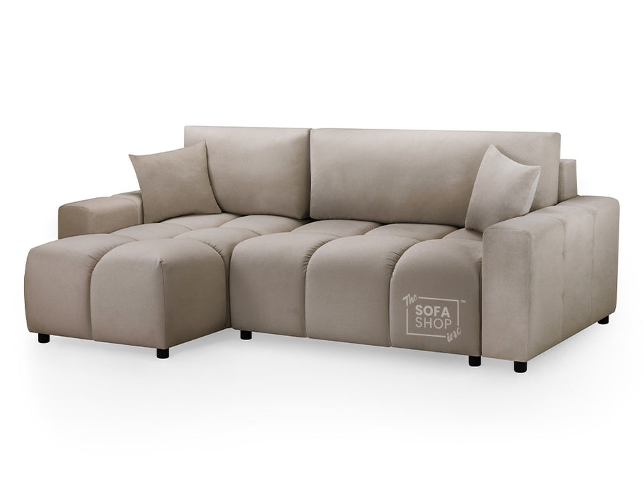 Corner Sofa Bed in Cream, Grey Or Mocha Fabric - Luki