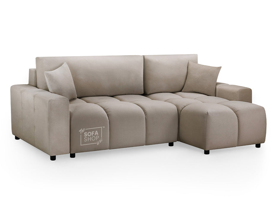 Corner Sofa Bed in Cream, Grey Or Mocha Fabric - Luki