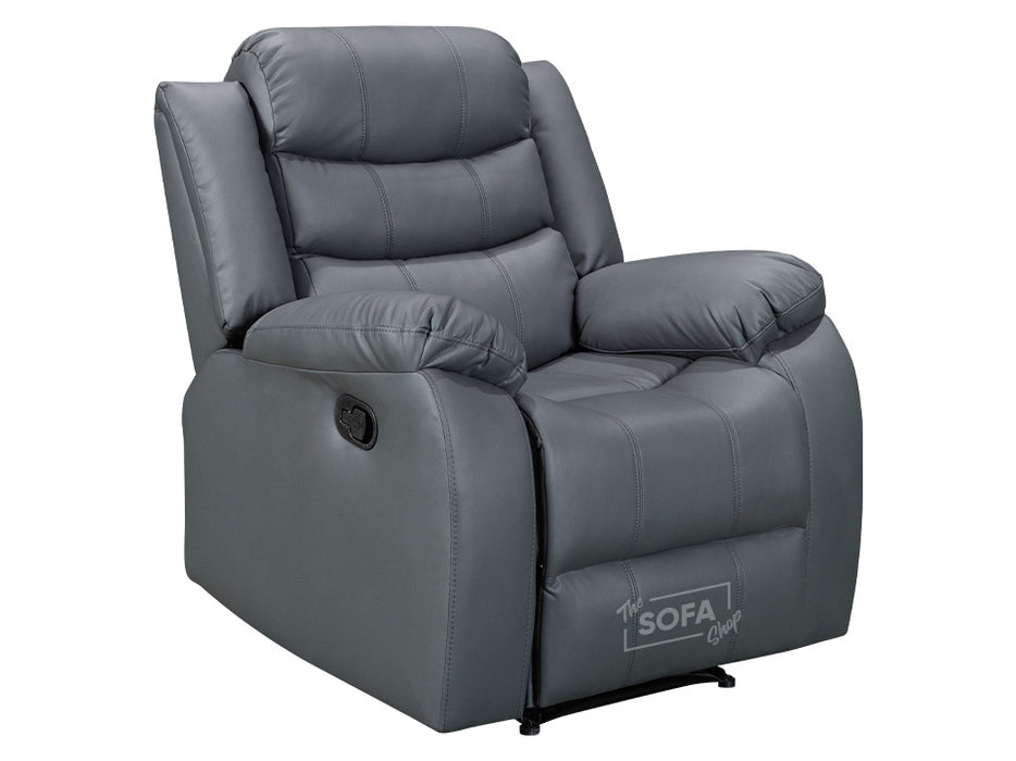 2+1 Recliner Sofa Set inc. Chair in Grey Leather - Sorrento