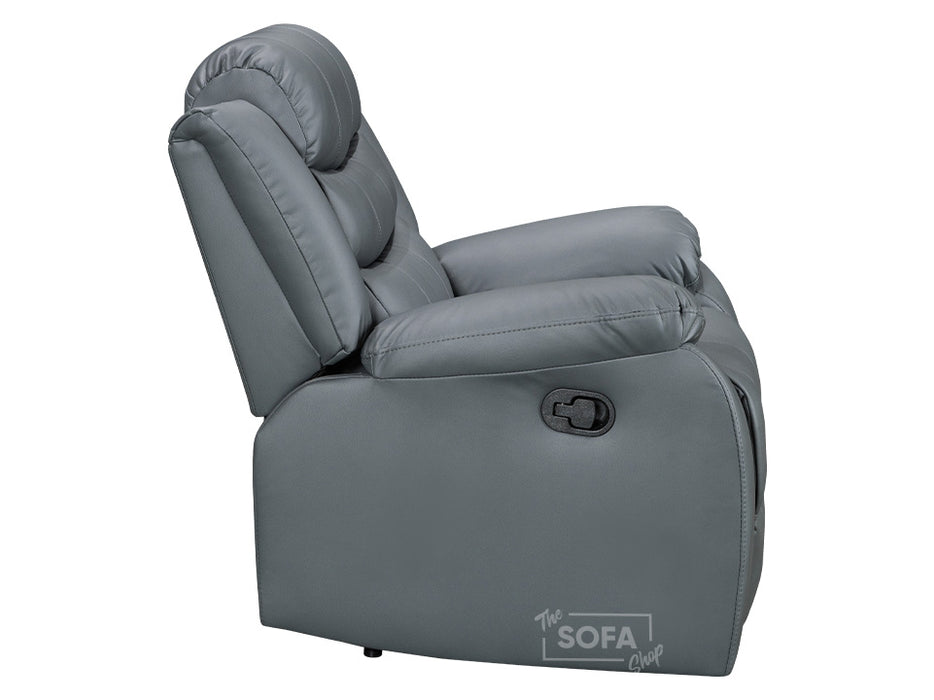 1+1 Set of Sofa Chairs. 2 Recliner Chairs in Grey Leather - Sorrento