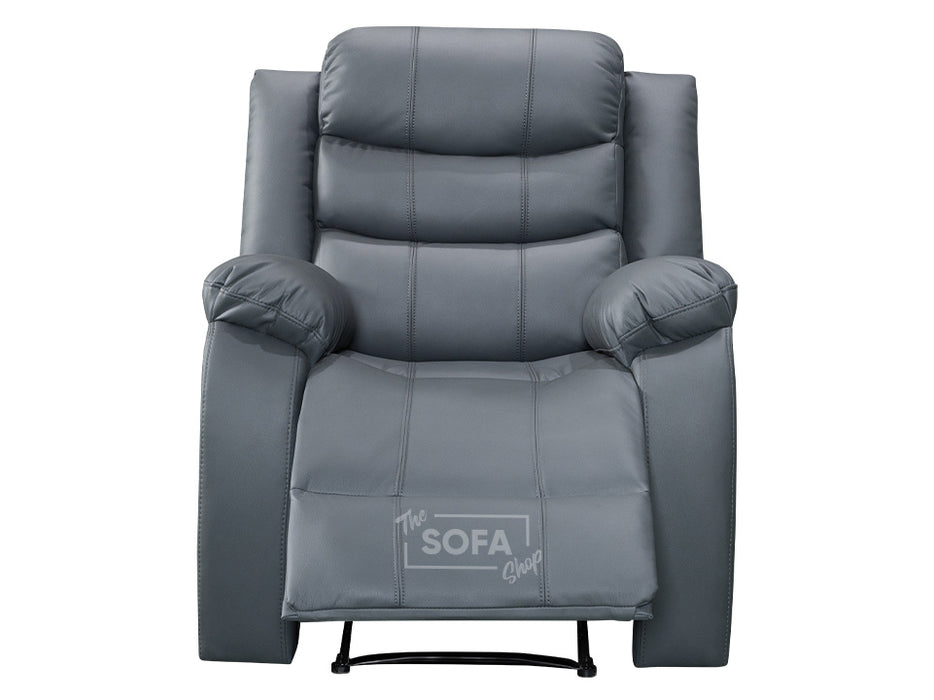 2 1 1 Recliner Sofa Set inc. Chairs in Grey Leather - 3 Piece Sorrento Sofa Set