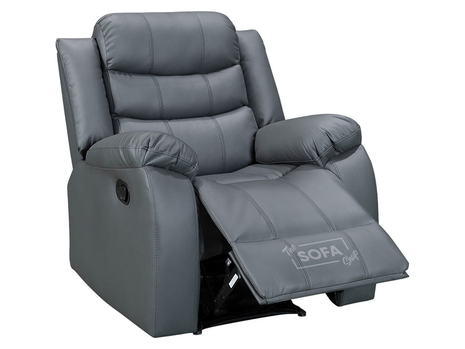 3 2 1 Recliner Sofa Set. 3 Piece Recliner Sofa Package Suite in Grey Leather with Drop-Down Table & Cup Holders- Sorrento