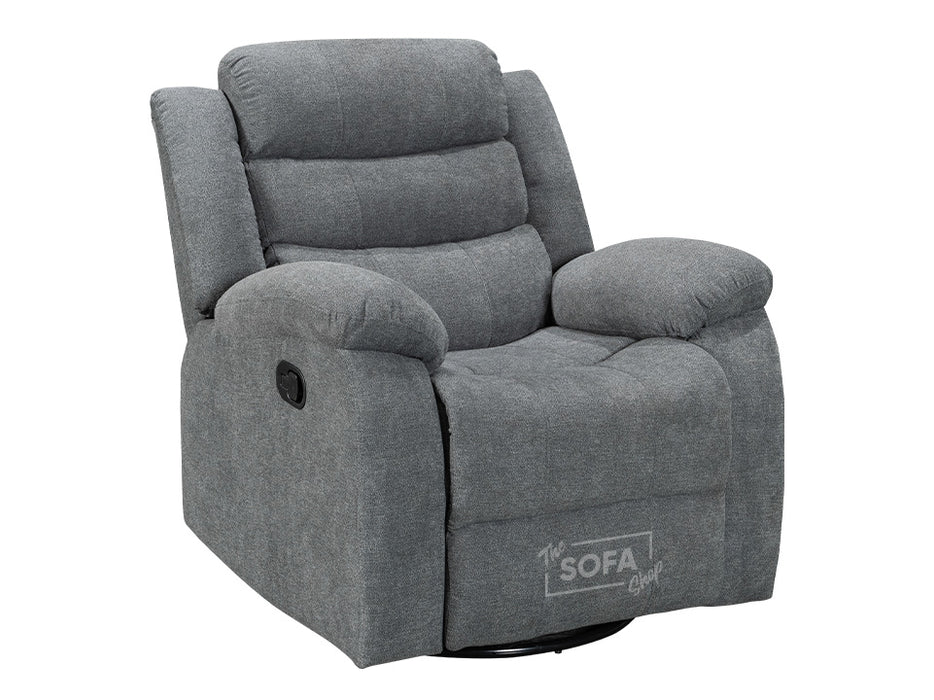 Fabric Rocking Chair & Swivel Chair in Dark Grey - Sorrento Manual Recliner Chair