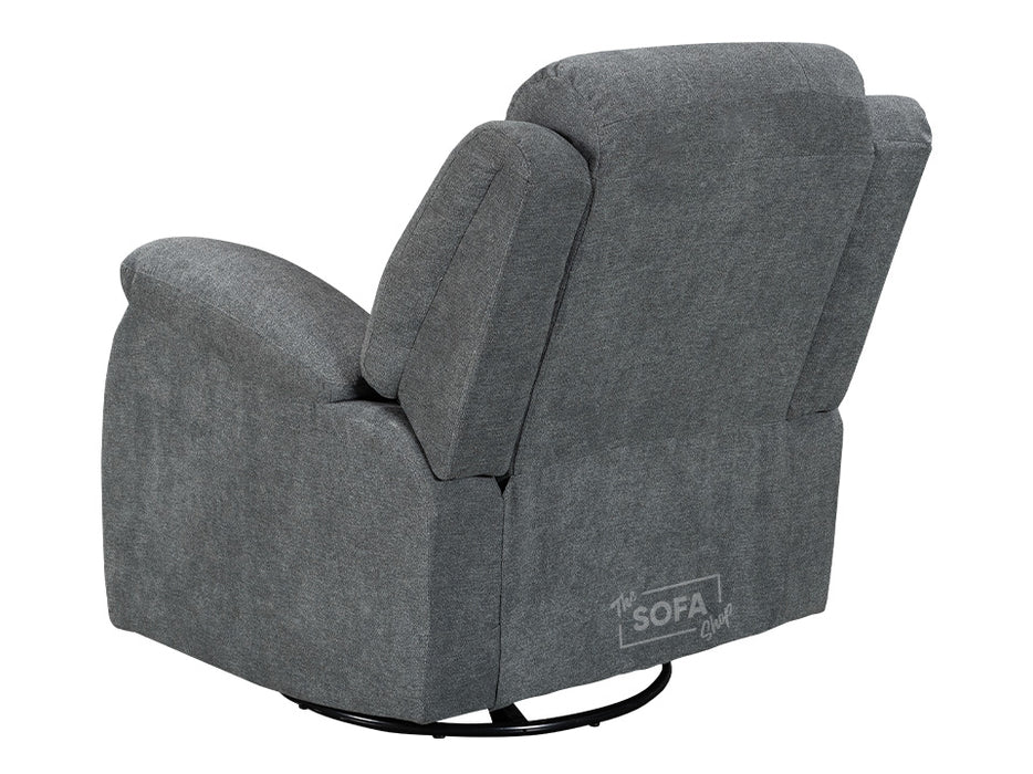 Fabric Rocking Chair & Swivel Chair in Dark Grey - Sorrento Manual Recliner Chair