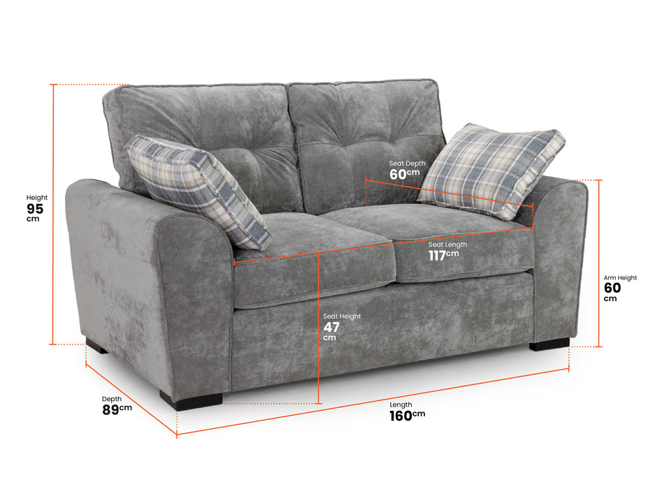 3+2 Seater Fabric Sofa In Grey - Maxwell