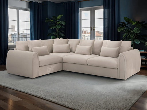 Left Hand Facing Corner Sofa in Beige Or Grey Fabric - Mirabel