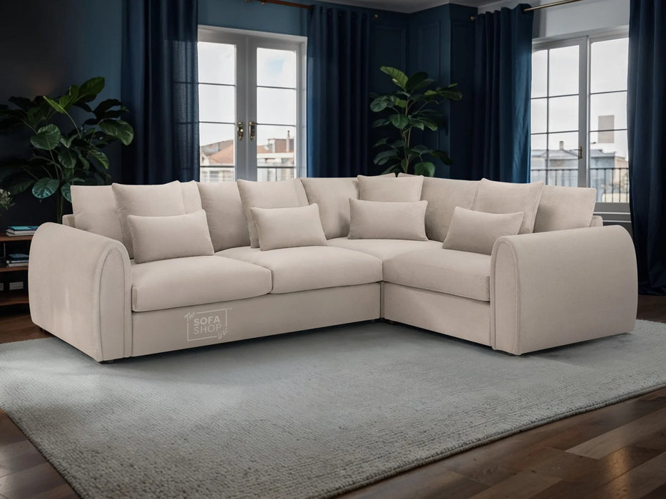 Right Hand Facing Corner Sofa in Grey Or Beige Fabric - Mirabel