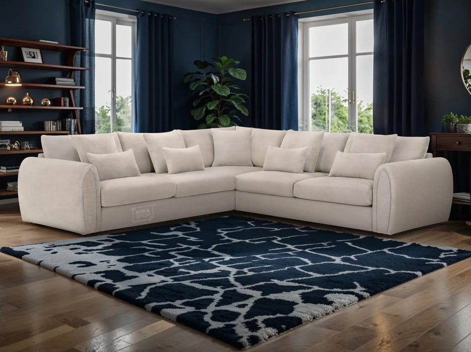 Large Corner Sofa in Grey Or Beige Fabric - Mirabel