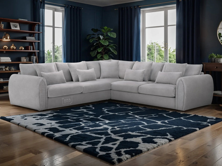 Large Corner Sofa in Grey Or Beige Fabric - Mirabel