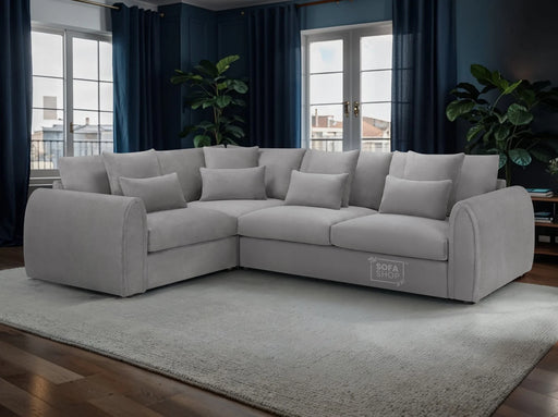 Left Hand Facing Corner Sofa in Beige Or Grey Fabric - Mirabel