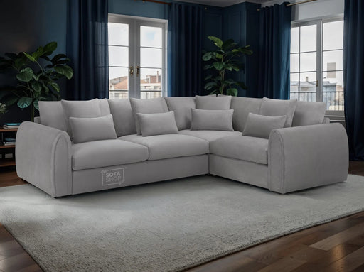 Right Hand Facing Corner Sofa in Grey Or Beige Fabric - Mirabel