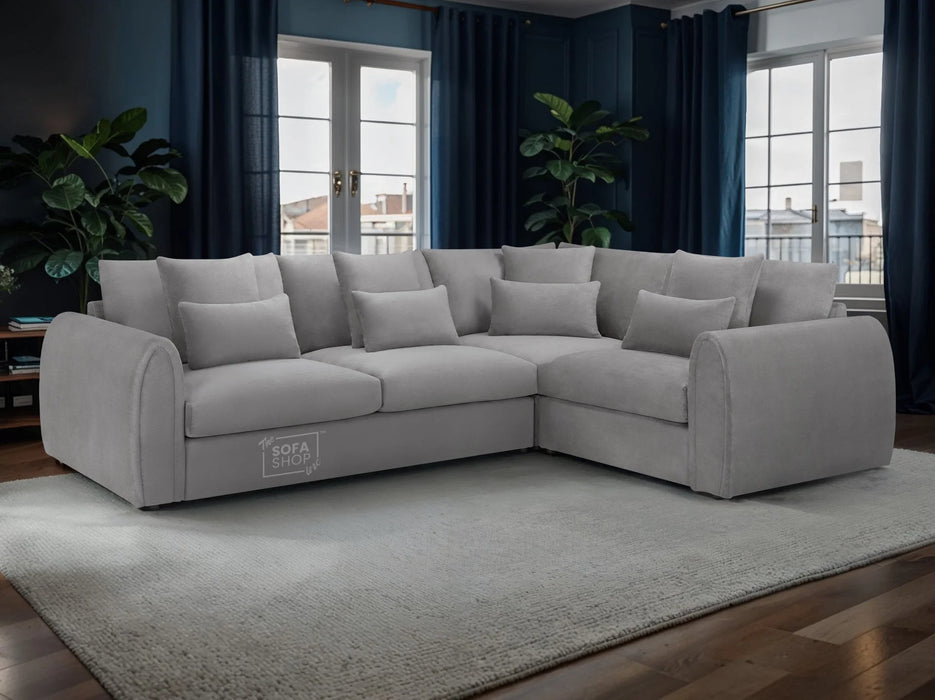 Right Hand Facing Corner Sofa in Grey Or Beige Fabric - Mirabel