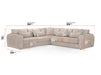 Large Corner Sofa in Grey Or Beige Fabric - Mirabel