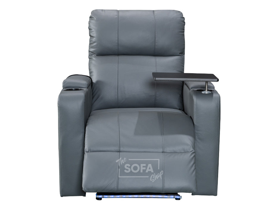 1+1 Set of Sofa Chairs. 2 Recliner Cinema Chairs in Grey Leather - Modena