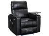 Cinema Chair and Footstool in Black Leather - Modena