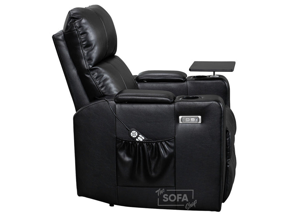 1+1 Set of Sofa Chairs. 2 Recliner Cinema Chairs in Black Leather - Modena