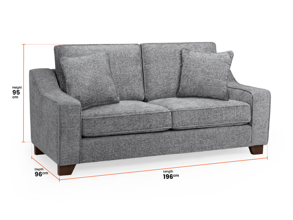 3 Seater Fabric Sofa in Beige Or Grey - Nebraska