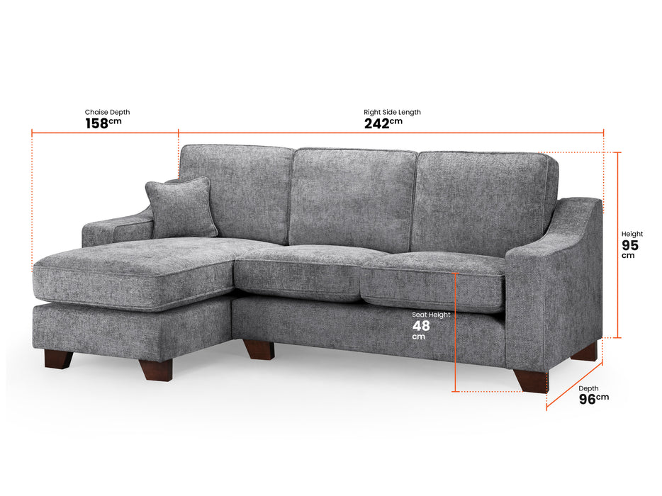 Left Hand Corner Sofa in Grey Or Beige Fabric - Nebraska