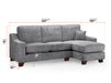 Right Hand Corner Sofa in Grey Or Beige Fabric - Nebraska