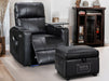 Cinema Chair and Footstool in Black Leather - Modena