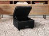 Black Leather Storage Footstool - Ravenna