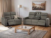 3+2 Sofa Suite. Electric Recliner Two-Piece Sofa Package in Grey Fabric | USBc, Plugs Socket, & Table with Cup Holders | Palmero | The Sofa Shop