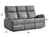 3 Seater Recliner Sofa in Grey Leather with Drop-Down Table & Cup Holders - Parma