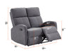 2 Seater Manual Recliner Fabric Sofa in Dark Grey -  Parma