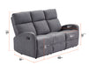 3+1 Recliner Sofa Set in Dark Grey Fabric with Drop-Down Table & Cup Holders - 2 Piece Parma Sofa Set - Sofa Sale